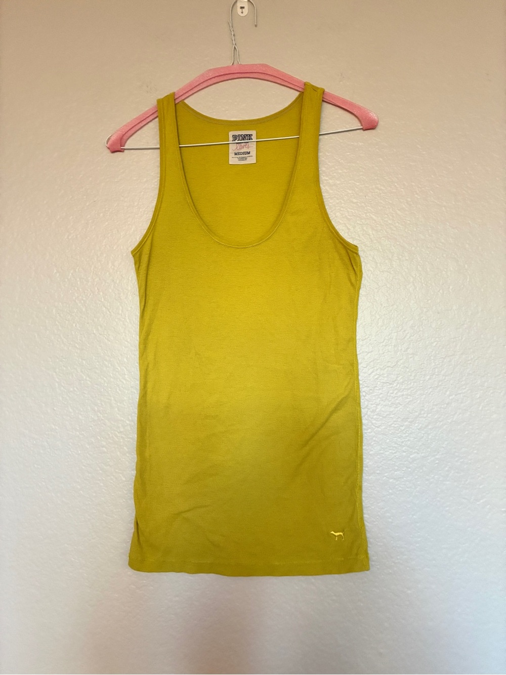 VTG Y2K PINK Victoria's Secret Mustard Yellow Scoop Neck Tank Top Cotton Blend